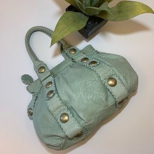 Cynthia Rowley Mint Green Leather Hobo with Brass Studs